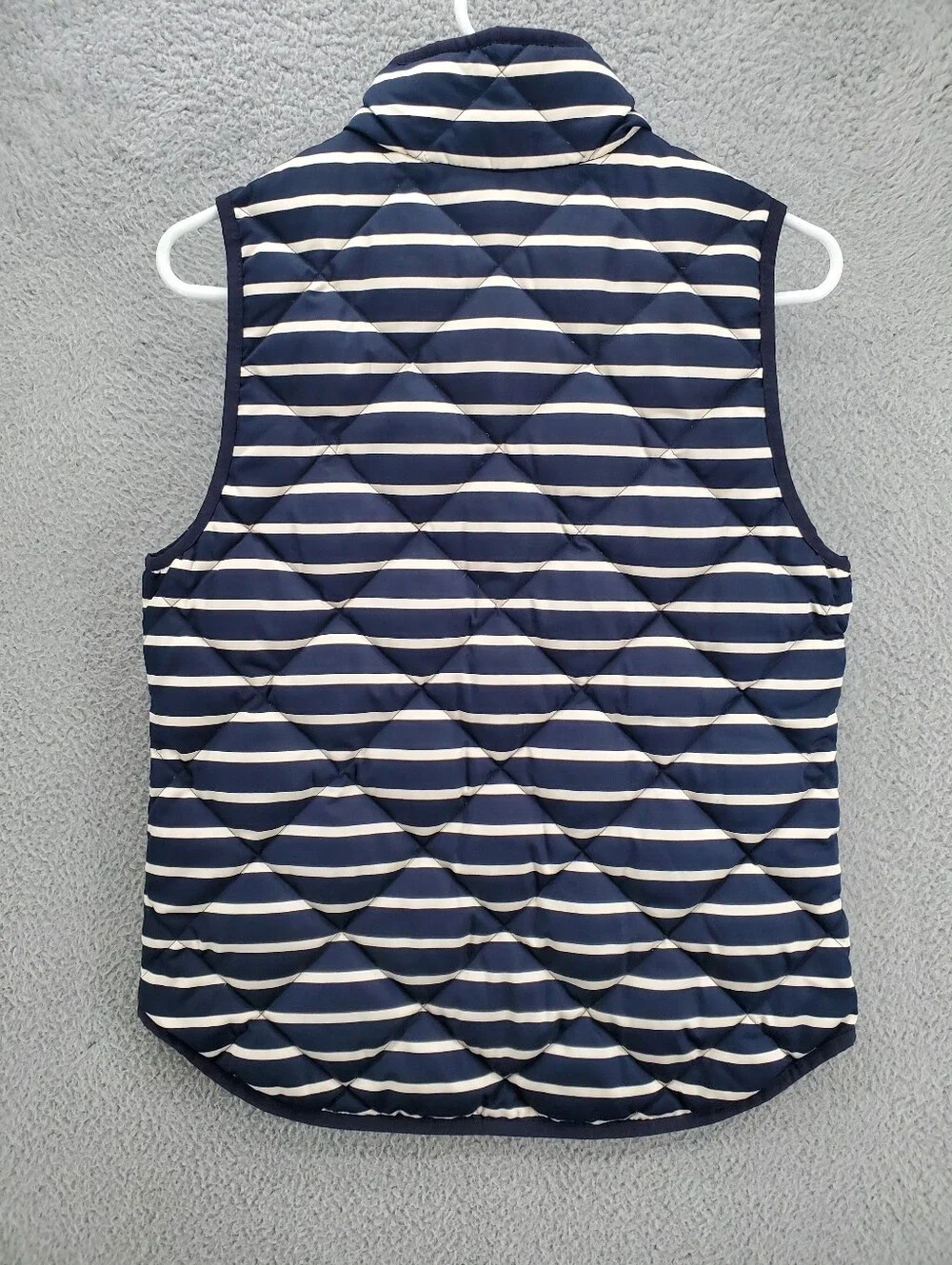 J Crew Excursion Quilted Vest Womens XS Navy Stripe Down Puffer NWT